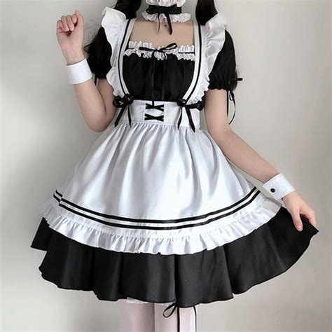 Vestido maid empregada dress cosplay Lolita Kawaii anime。